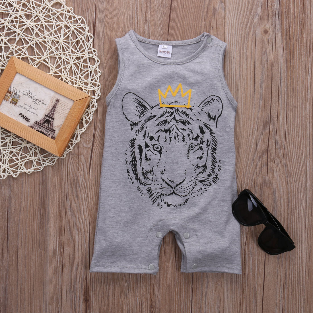 Newborn Toddler Infant Baby Boy Girl Unisex Clothes Tiger Printed Romper Jumpsuit Playsuit Outfits 0-24M