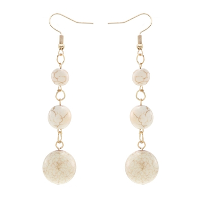 YULUCH Long Pendant Earrings Women's National Jewelry Accessories 3 grain Semi-precious Balls Party: beige