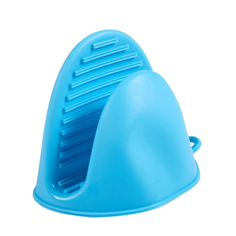 Silikonhansker ovn varmeisolerte fingerhansker matlaging mikrobølgeovn sklisikker gryteholder: Blå