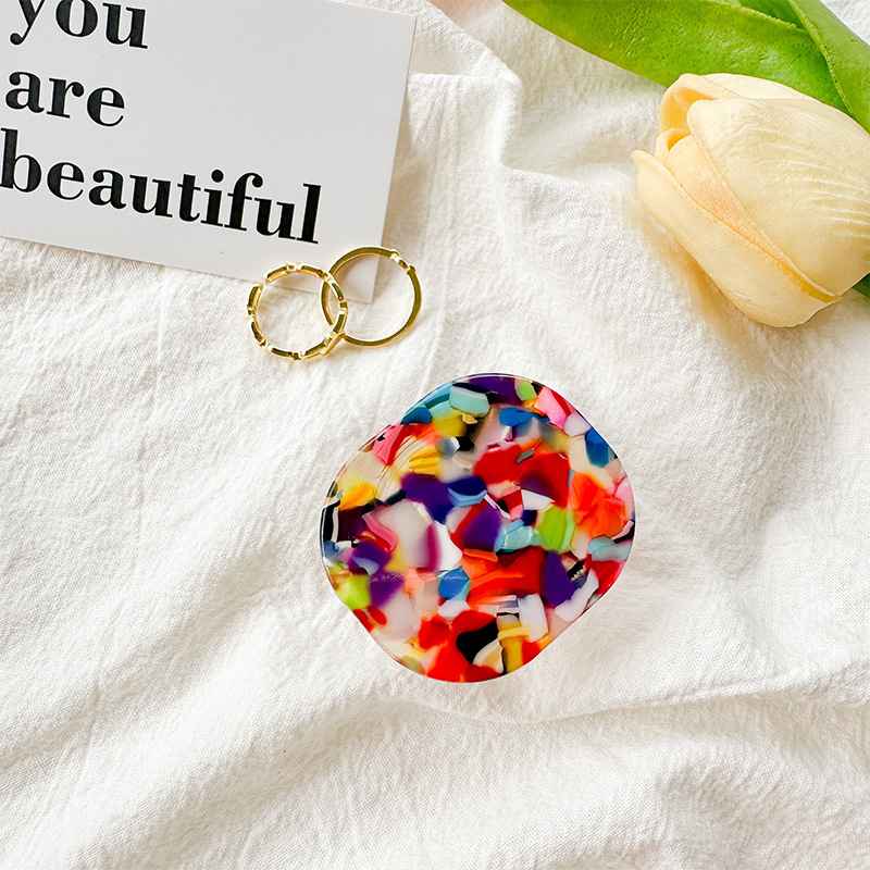 Soporte para enchufes de teléfono 3D, empuñaduras para dedos Tok Pop Grip, pequeño soporte para teléfono móvil ins wind, caja de contraste colorida, nicho: Negro