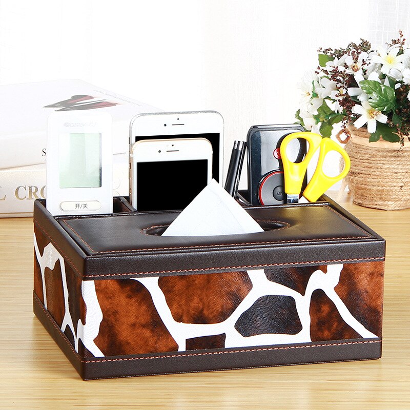 European multifunctional tissue box carton household cute storage box tissue box living room wood remote control: 6