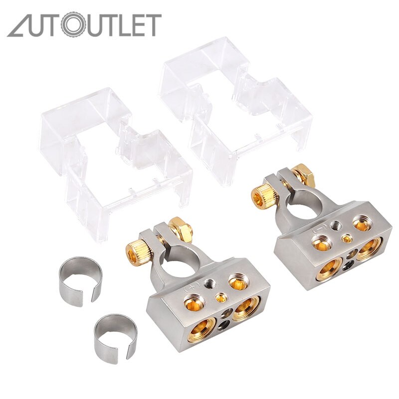 AUTOUTLET 2 stuks 0/4/8/10 AWG Batterij Terminal Zware Klem Positieve Negatieve Connectors Batterij terminal Klem