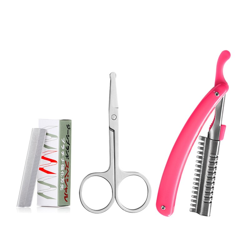 Nose hair scissors men's stainless steel safety manual nose hair trimmer women's eyebrow trimming small scissors: Vibrissac scissors  1 Box blade   knife holder