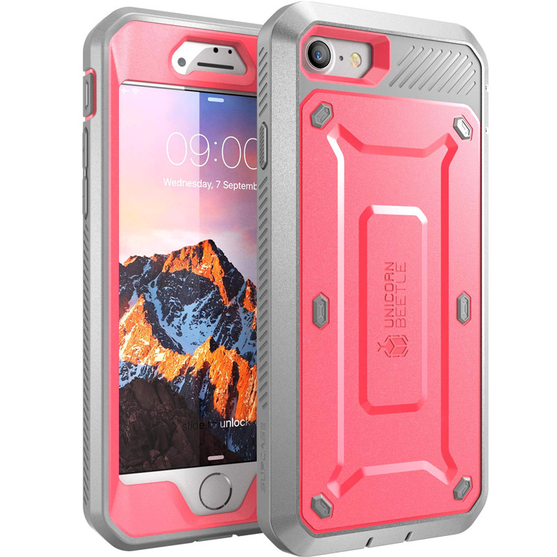 Supcase Voor Iphone Se 2022 Case Voor Iphone 7/8 Case Ub Pro Full-Body Holster Beschermhoes Met Ingebouwde-In Screen Protector: Pink