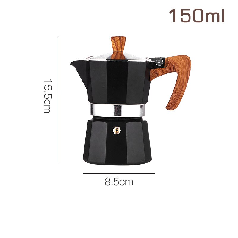 Juego de estufa eléctrica portátil para café, cafetera Moka de 10 puntas, cafetera casera de extracción italiana, Realme: 150ml black