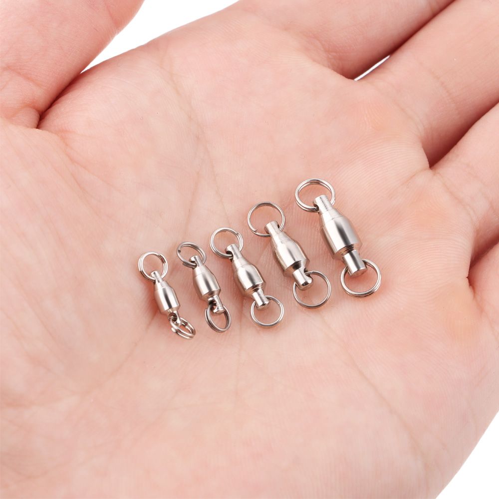 10Pcs Heavy Duty Ball Bearing Barrel Fishing Rolling Swivel Connector Solid Ring Fishing Line Connector Outdoor Fishing Tackle