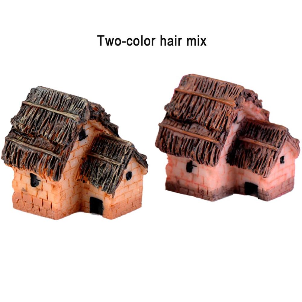 Sammaleen mikromaisemakoristelu olkikattoinen mökkitalo miniatyyri koristeellinen hartsi pientalon käsitöitä: Moni