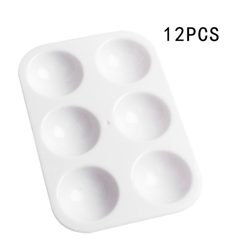 12Pcs Paint Palettes White 6 Well Rectangular Watercolor Palette Painting Tray