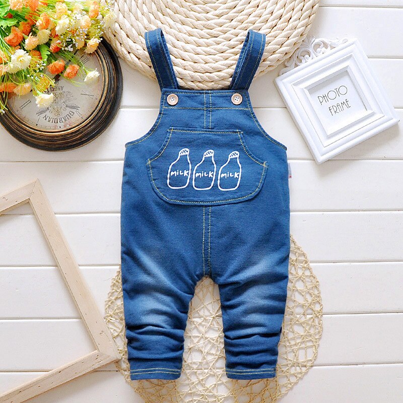 DIIMUU Baby bambini ragazzi vestiti pagliaccetti tute per bambini pantaloni in Denim tute di moda pantaloni a maniche lunghe per bambini Cartoon