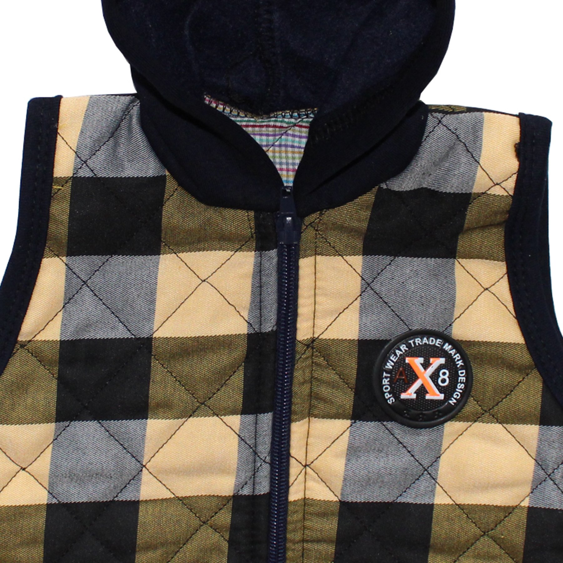 Plaid Geel Zwart Hooded Baby Boy Vest