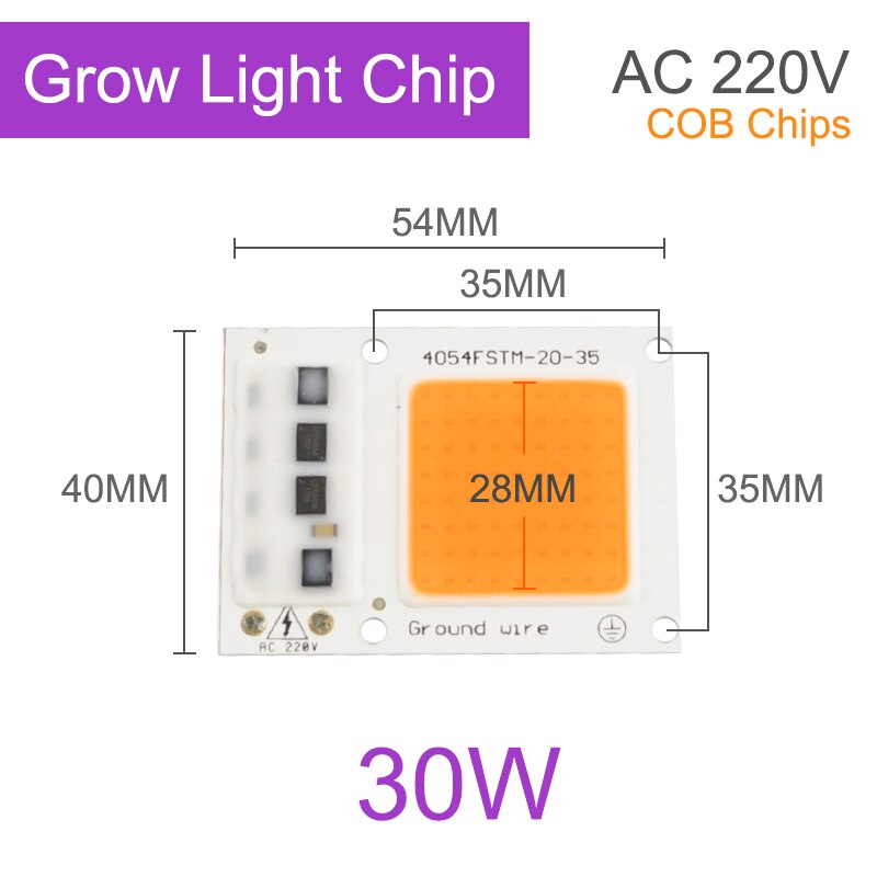 Kaguyahime LED COB Chip 220V 20W 30W 50W 100W DIY Integrated Chip Rectangular Lamp No Need Driver For Spotlight Floodlight Bulb: Grow Light 30W / Grow Full Spectrum