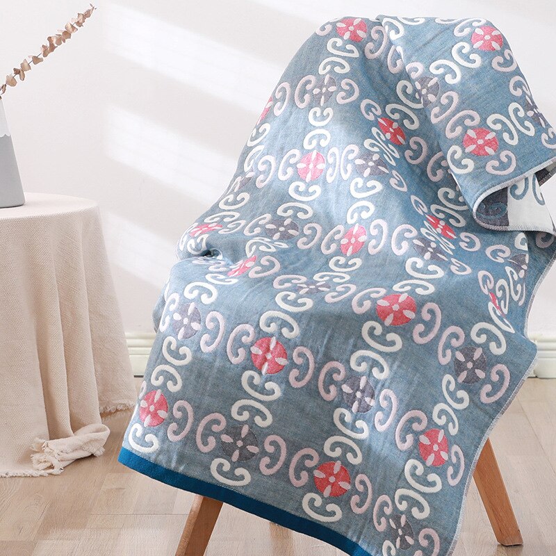 Geometric Printed Pattern Towels Soft Cotton Water Absrbent Bath Towel for Home Use Hotel Spa Service Bathing Accessories: blue