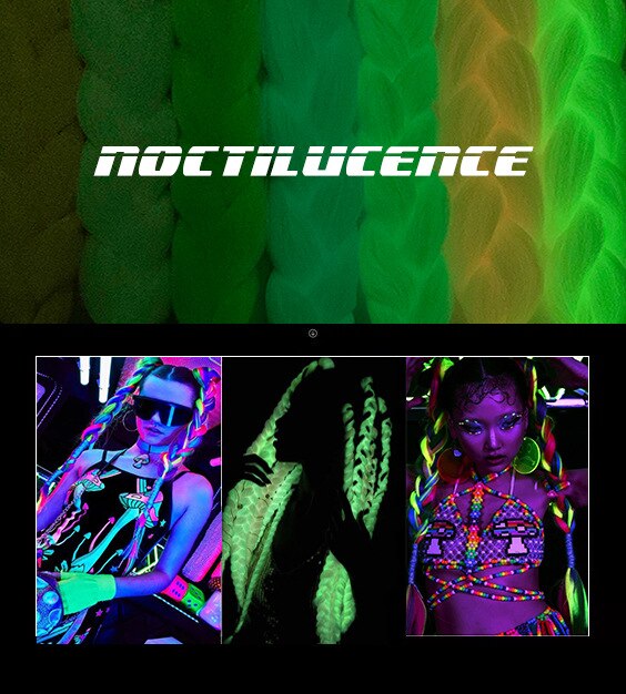 24 Inch Pigtail Luminous Fluorescent Chemical Fiber Braids Wigs