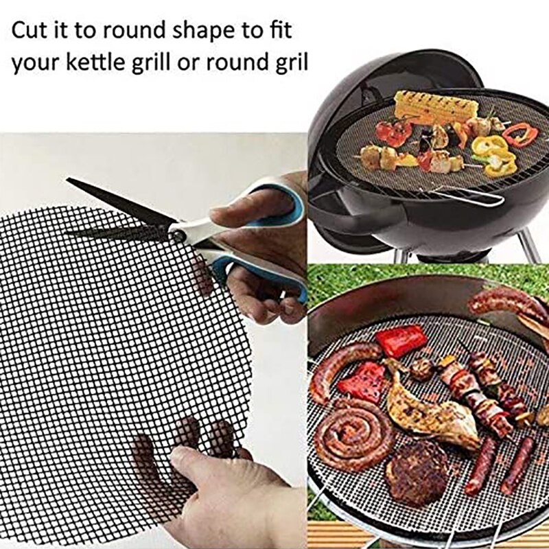 Non Stick Grill Mesh Sheet,Cooking Mats for Grilled Vegetables/Fish/Fajitas/Shrimp,Fiberglass Barbecue Cooking Mat
