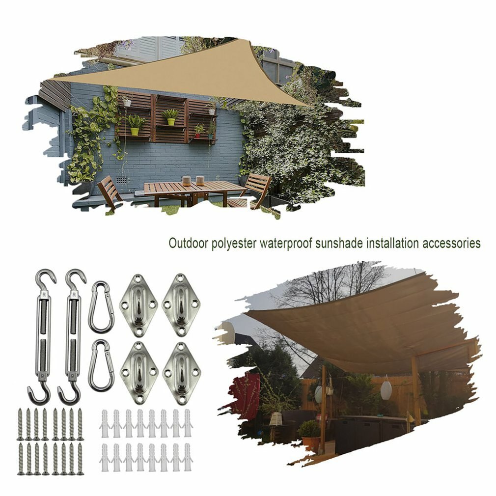 Tensioning Screws Snap Hooks Wall Bracket Awning Attachment Set Kit Privacy Screen Assembly Material Complete Set