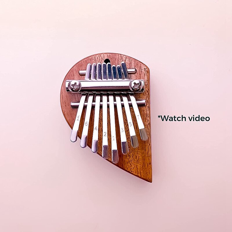 Mini Kalimba en bois massif, 8 clés, demi-cœur, Piano à doigts Portable, pendentif Marimba, pour accessoire Musical
