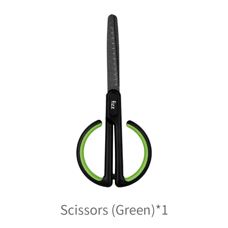 Fizz Stationery Scissors With Scale Paper Cutting Safe Rounded Stainless Steel Art Scissors Stationery Paper Cutter For Office: Green