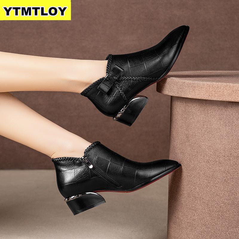 Plus Größe 42 Stiefeletten Frauen Plattform Spitze hoch Schnalle Schuhe Starke Ferse Kurzen Stiefel Damen lässig Schuhe Botas Mujer hohe Stiefel