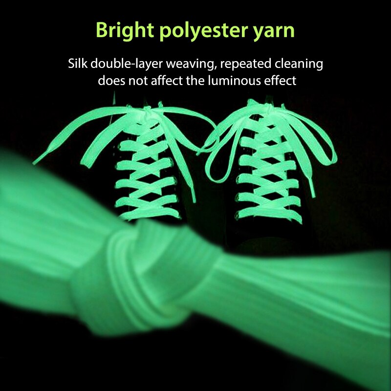 3 Paar 100Cm Snoep Kleur Lichtgevende Schoenveters Platte Sneakers Canvas Veters Glow In De Donkere Nacht Kleur Fluorescerende schoenveter