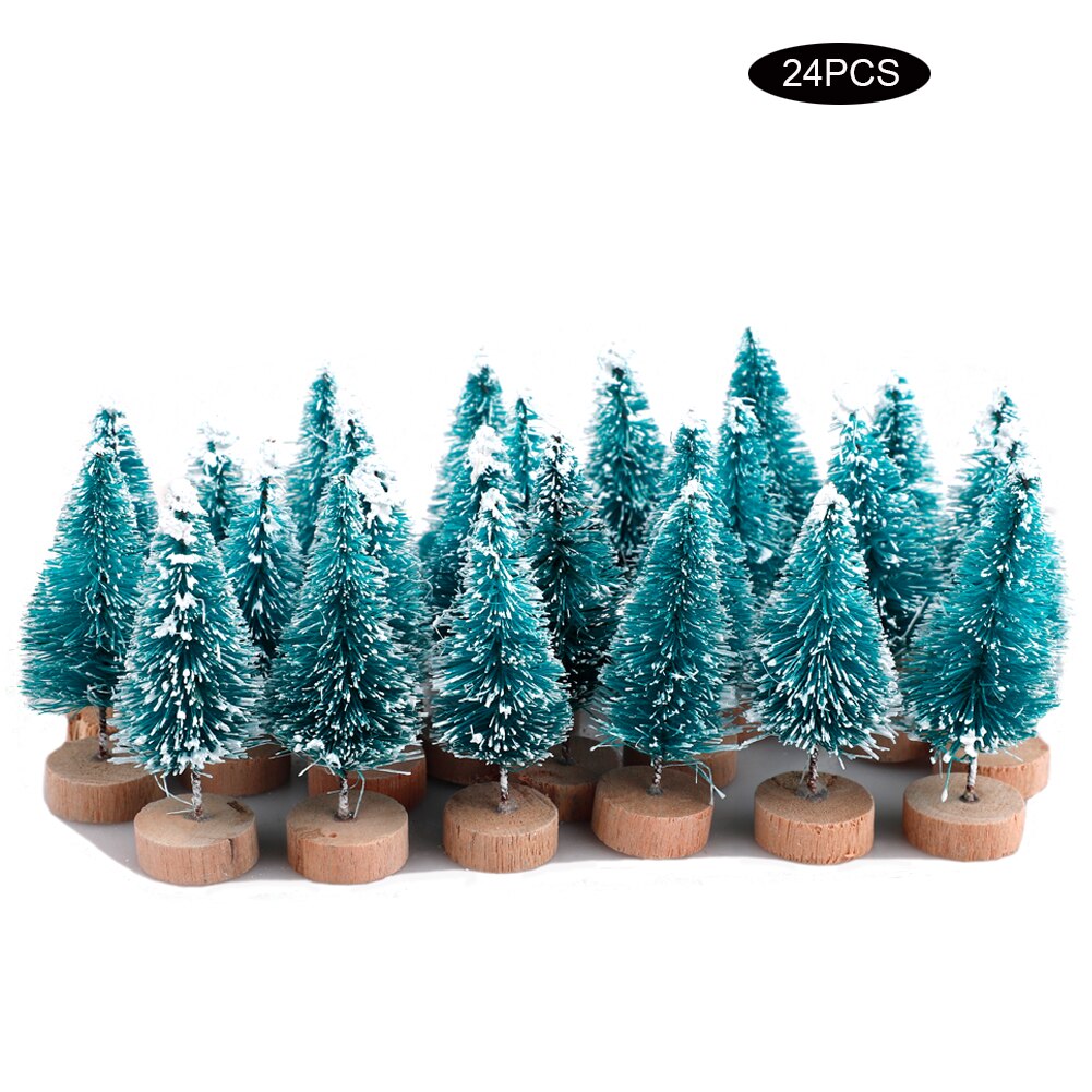 22Pcs Mini Pine Trees Set Sisal Snow Trees Plastic Winter Snow Decoration Tabletop Trees Crafting Party Supplies Desktop Decor: D