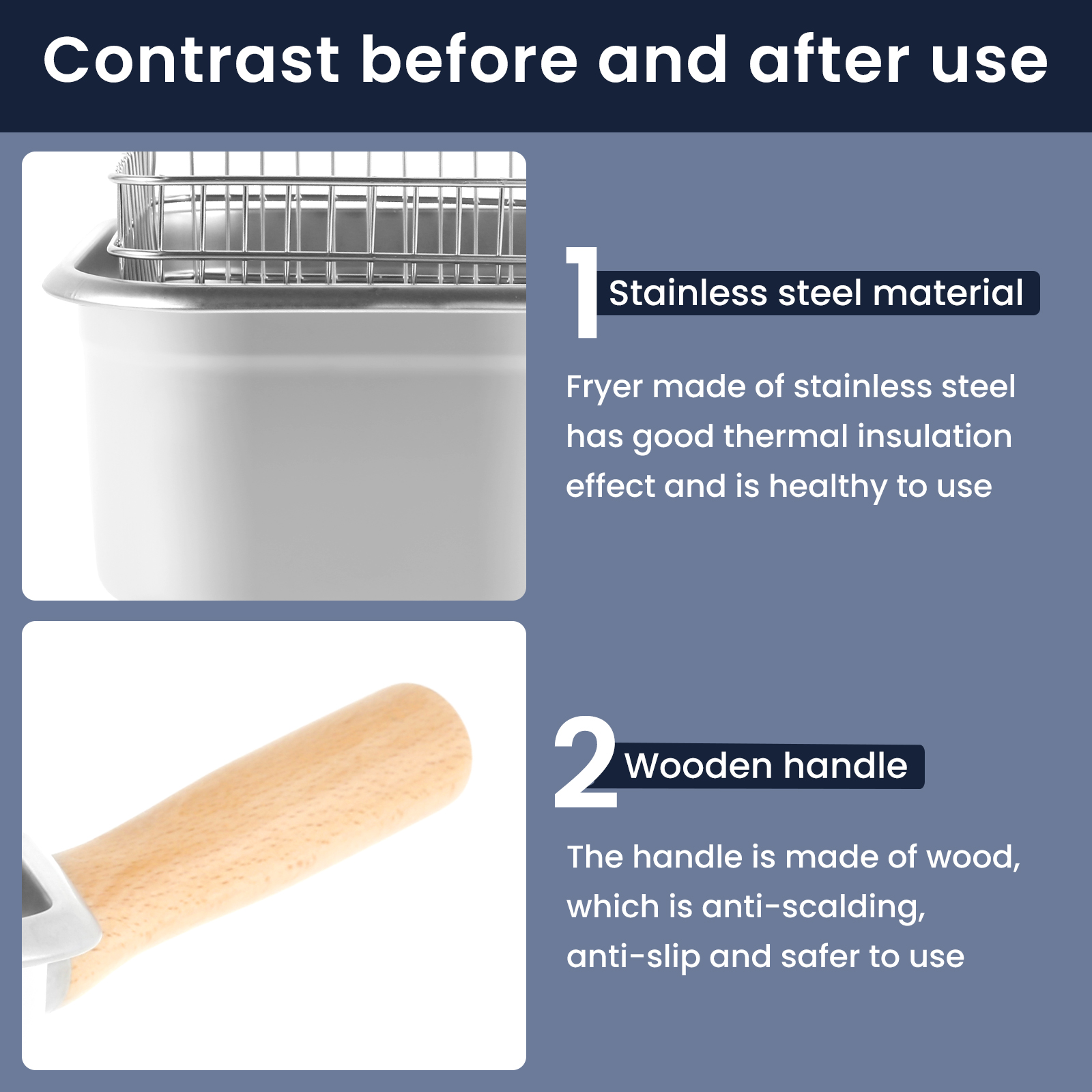 4.5 Litre Deep Fat Fryer w/Basket Strainer, Perfect for Fried Chicken, Shrimp, Chips, Stainless Steel Portable Deep Frying Pan