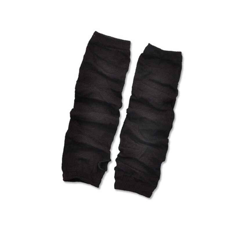 Gants longs unisexes sans doigts, Cosplay, Anime, gothique, chauffe-bras, en tricot, poignet, coude, mitaines, vêtements, accessoires: coffee