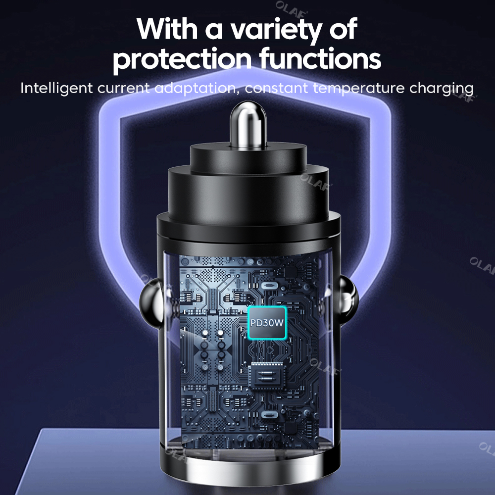 Olaf 100w mini usb biloplader dobbeltporte pd  qc3.0 type c hurtigoplader til iphone samsung xiaomi telefonopladeradapter i bil