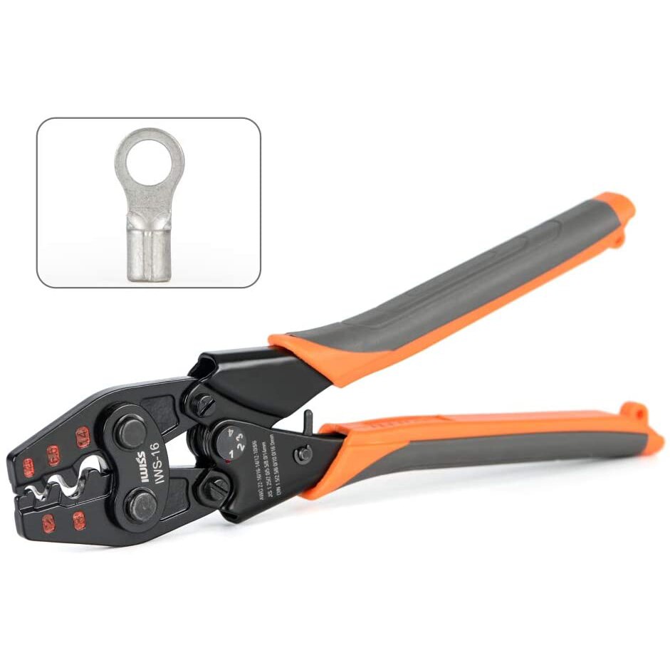 IWS-16 NON-INSULATED TERMINAL CRIMP TOOL IWISS Ratchet Crimping Tool AWG 22-6 for UT OT SC C45 terminals crimper pliers