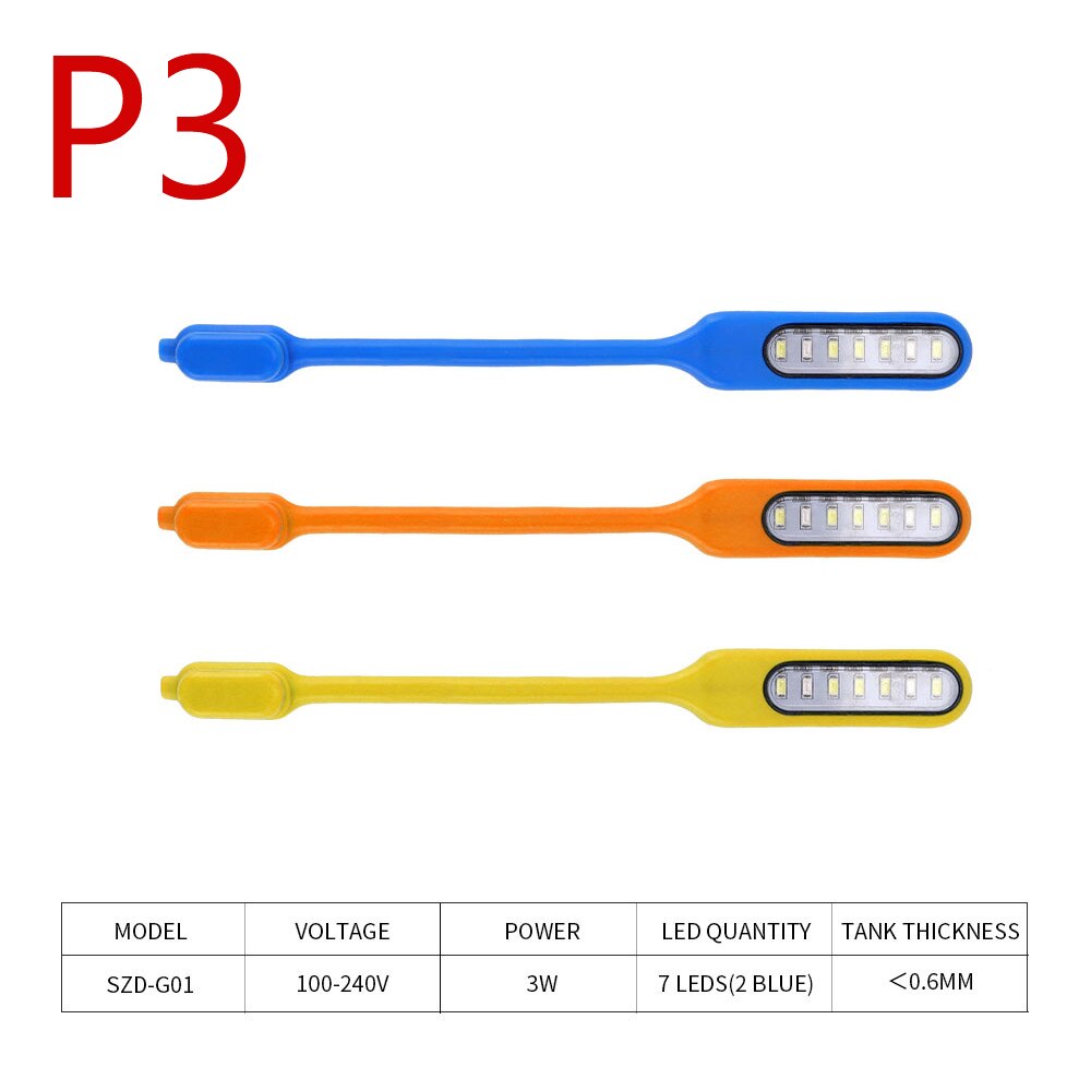 Lámpara LED para acuario, luces con Clip de fijación magnética, giratorio de 360 grados, USB, 3W: SZD-G01-P3