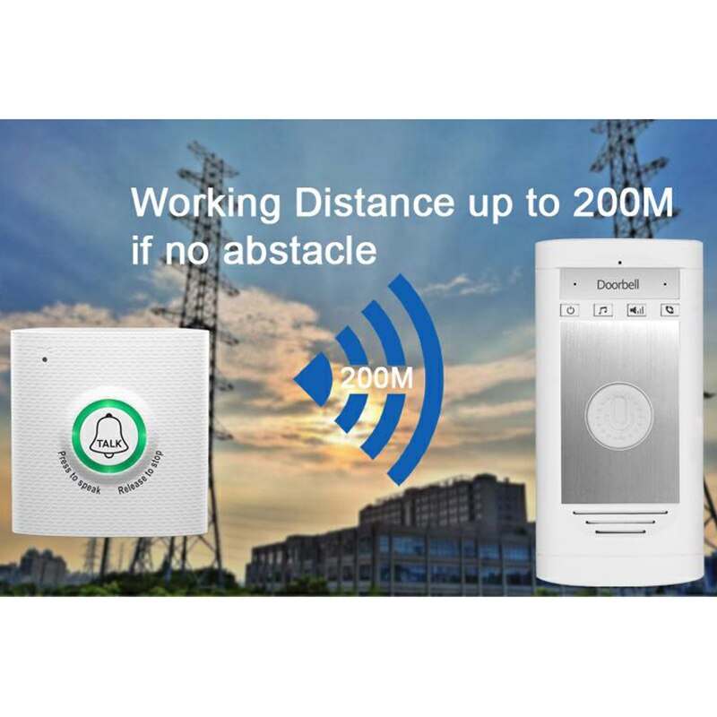 3C-2.4G Wireless Intercom Doorbell Voice 2-Way Intercom Doorbell for Home Security Access Control System Intercom Doorbell