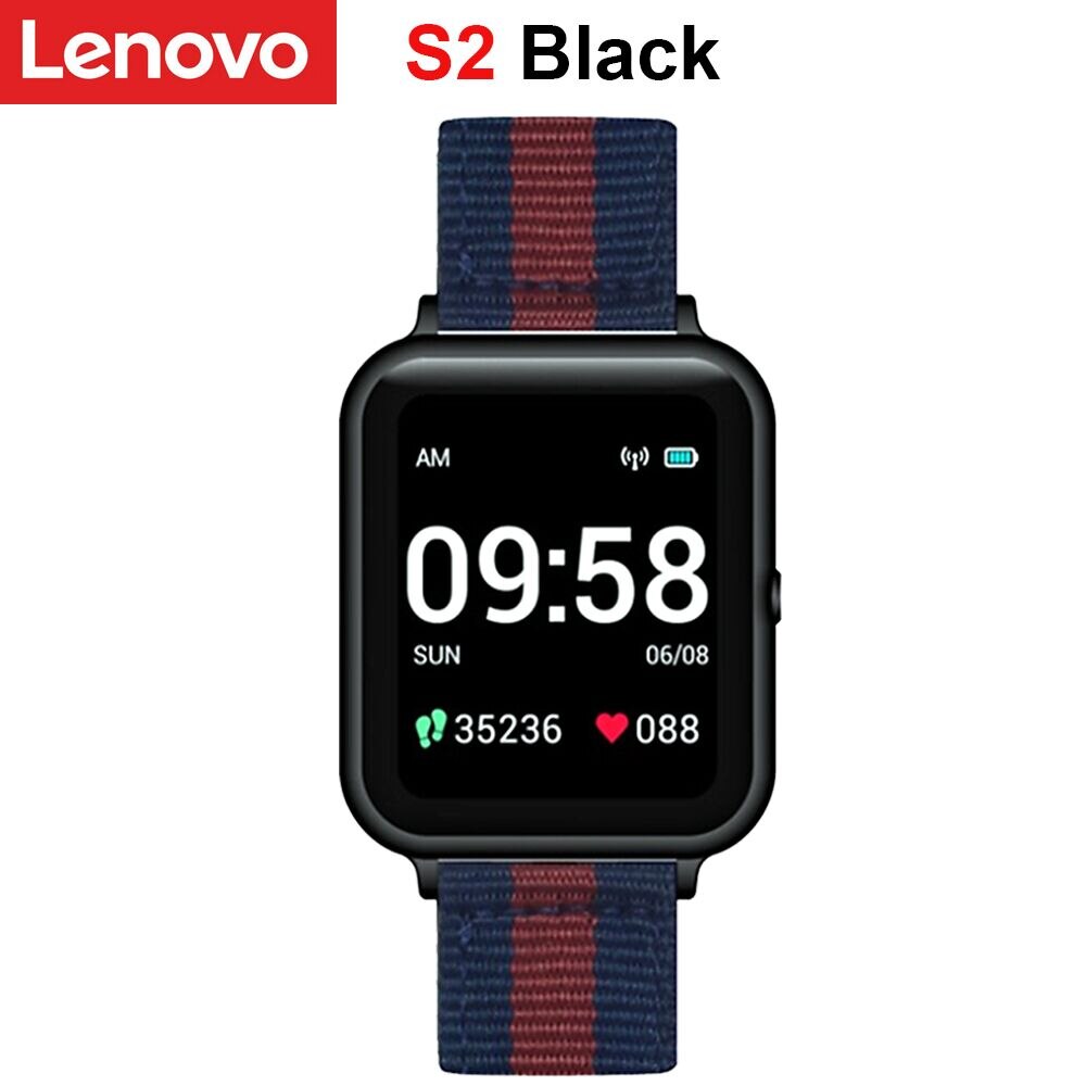 Lenovo S2 Pro Smart Band Thermometer Heart Rate Sleep Monitoring Fitness Bracelet IPS Touch Screen IP67 Waterproof Sports Watch: S2 Black