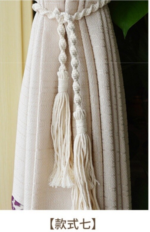 Sujetadores de macramé hechos a mano para cortina, Clips de algodón con borlas, correas de cuerda, soporte de cortina, accesorio para decoración del hogar: H