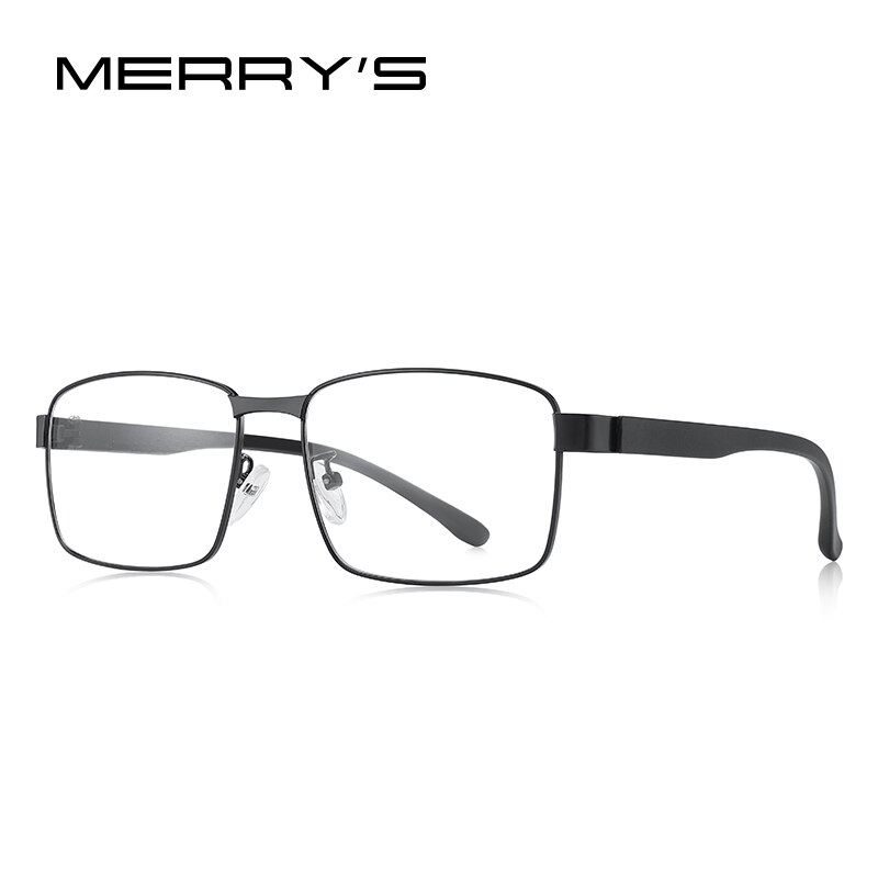 Lunettes de vue pour hommes merrys, monture carrée, verres correcteurs pour la myopie, style business,  tr90 montures, branches en alliage de titane ,  s2105: C01 noirs