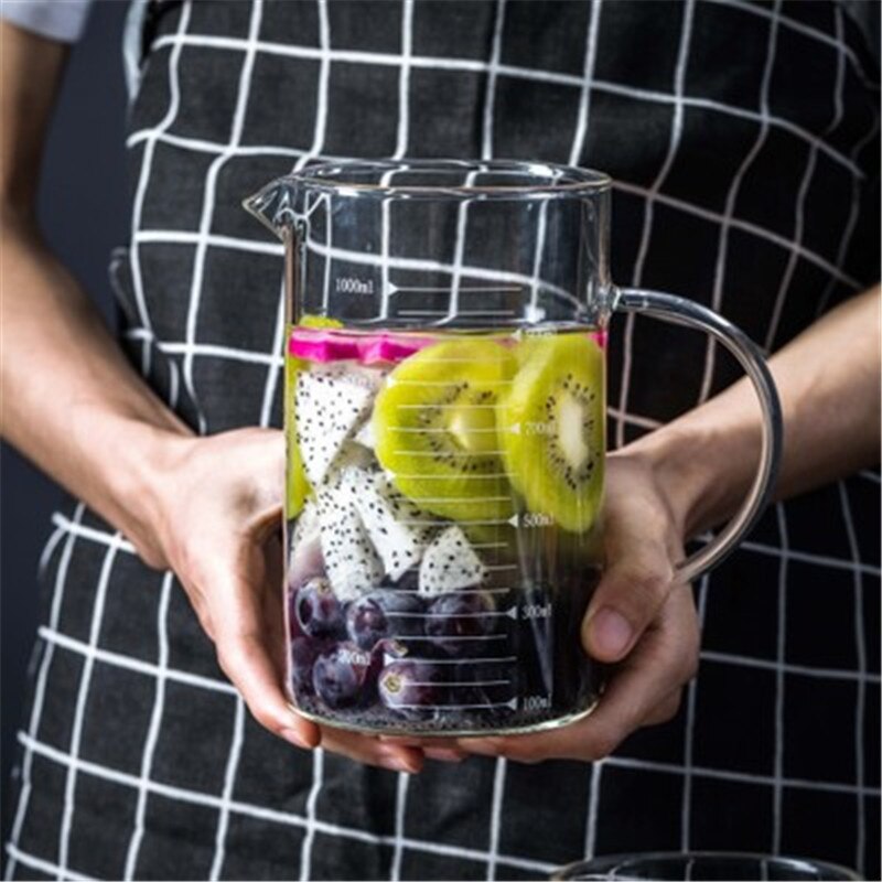 250/350/500/1000ml szklane kubki robić kawy i mleka z wysokim borokrzemianem, przezroczysty pojemnik, miarka, przybory robić pieczenia, akcesoria kuchenne: 1000ml