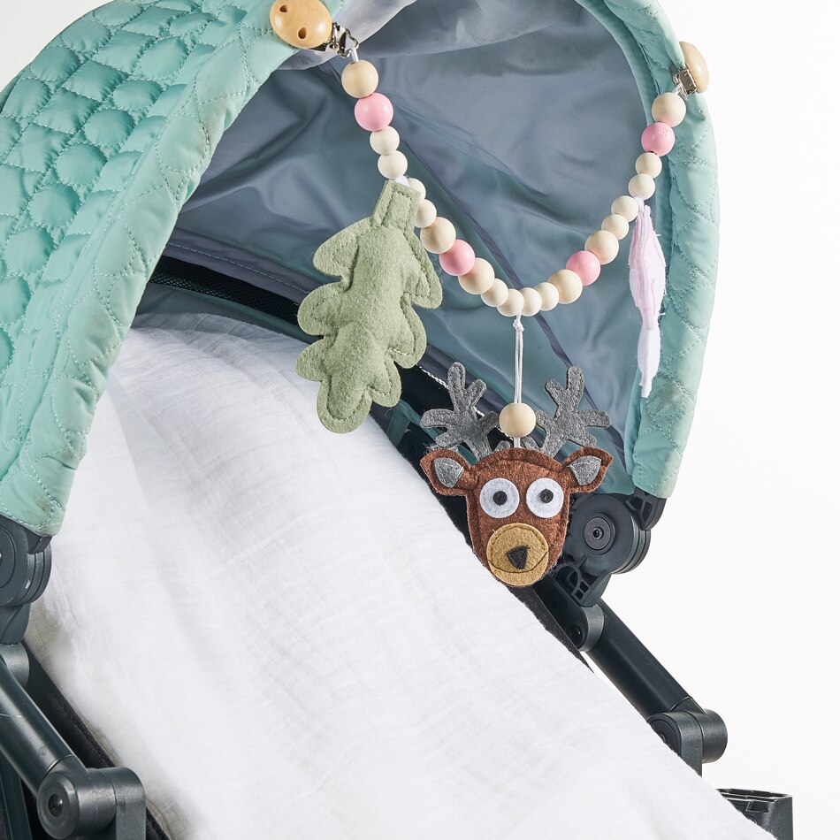 Kangobaby #mitt mjuka liv# söt barnvagn leksak lotusträ bitring med muslin swaddle filt baby armband