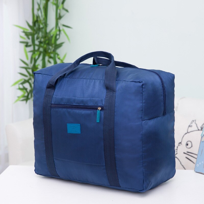 Travle bag blixtlås stor kapacitet nylon vikbar unisex bagage kläder sortering organisera väska