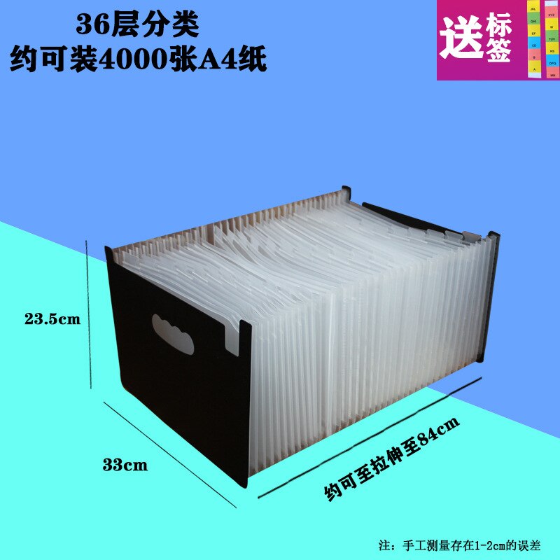 37 Pocket Expanding File Folder A4 Large Plastic Expandable File Organizers Standing Accordions Folder for Documents Business: White 37 Layer