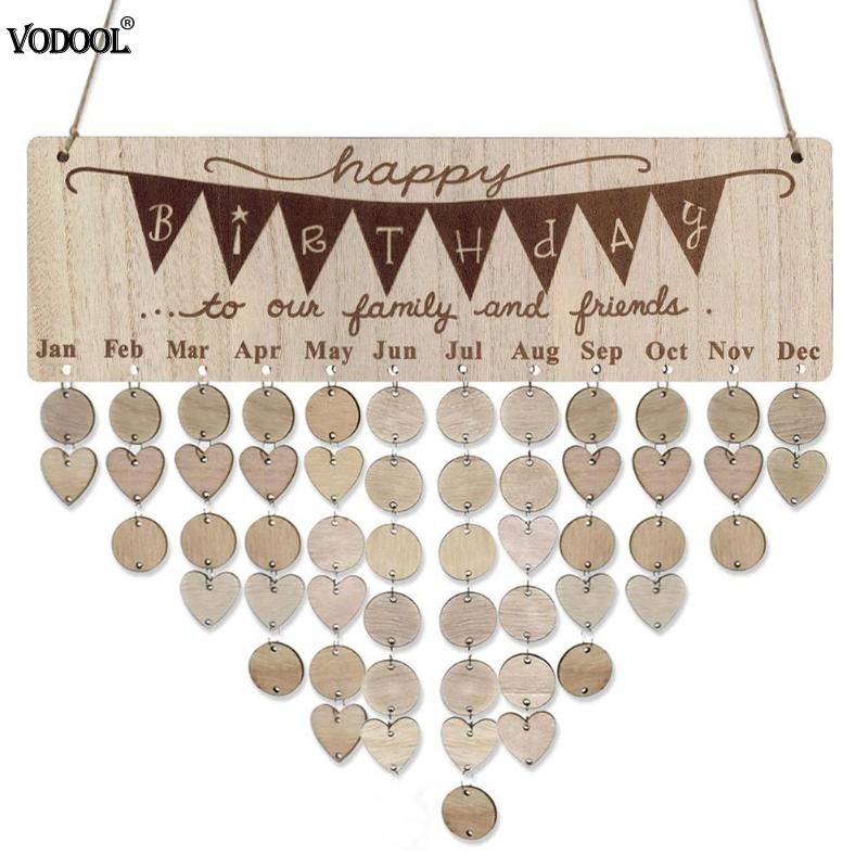 DIY Hout Kalender Ronde Liefde Platen Kalender Speciale Datum Verjaardag Muur Opknoping Teken Herinnering Schema Planner Data