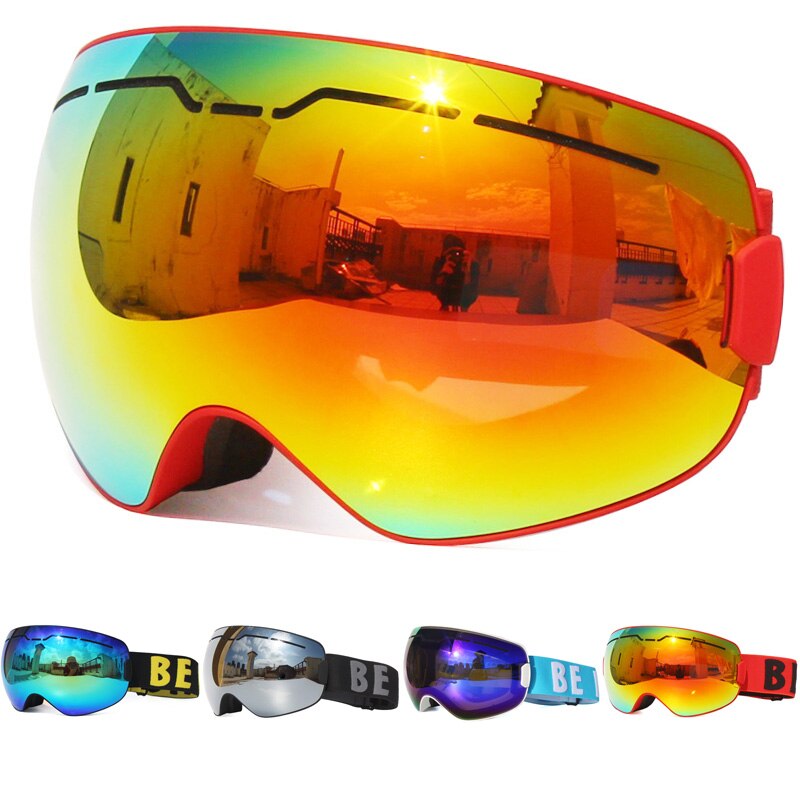 Uv400 anti-condens skibrillen met dubbele laag, grote lenzen, skibrillen met grote frame, sneeuwbrillen voor mannen, snowboardbrillen met spiegelcoating