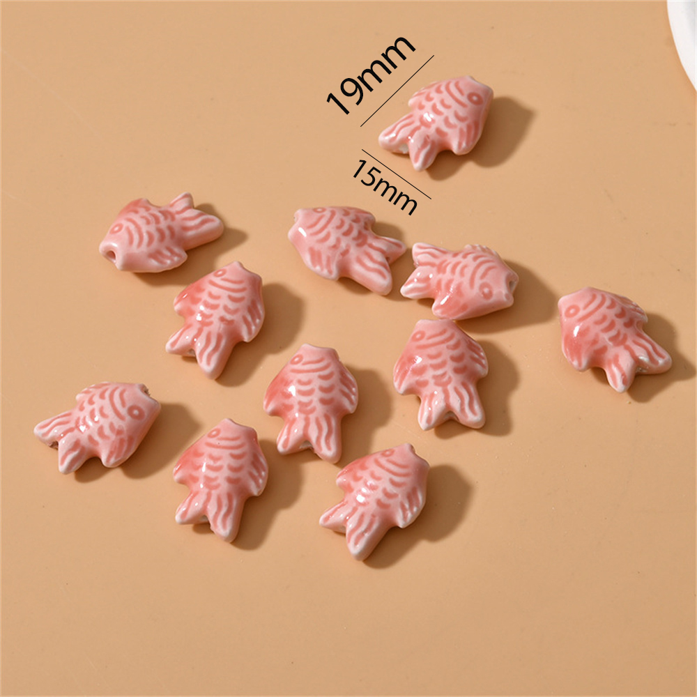 5 pçs 15x19mm contas de peixe cerâmica artesanal para diy pulseiras colar jóias fazendo acessórios suprimentos ornamentos peças artesanato: Preto