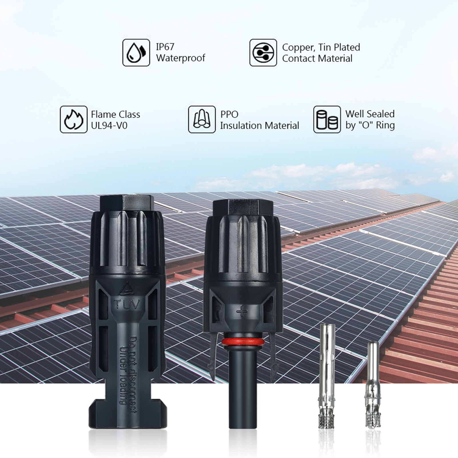 10 20 Pairs Male/Female Solar Panel Cable Connectors with Spanner Assembly Tool for PV System Cable Connectors With Wrench