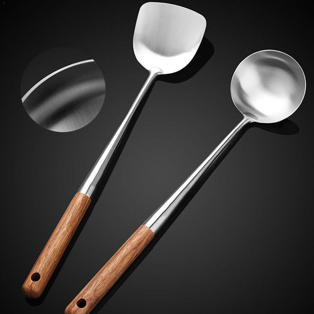 1 Uds espátula para Wok de madera de mango largo Anti herramienta para el hogar espátula cuchara pala utensilios de cocina antiadherente Wok cocina R7N7