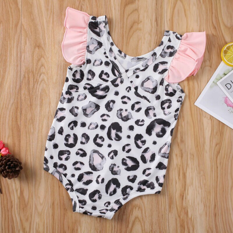 Kleinkind Baby freundlicher Mädchen Sommer Leopard Gedruckt Bikini Einem Stück Bademode Badeanzug: 80