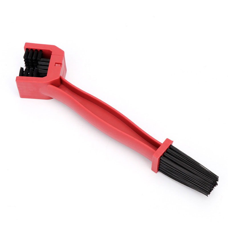 Motorfiets Mountainbike Fiets Scooter Dubbele-End Keten Reinigingsborstel Cycle Chain Borstel Motor Ketting Clean Tool: Rood