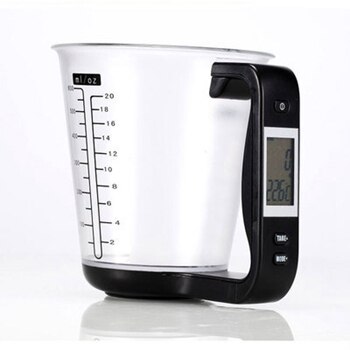 Digital Cup Scale Electronic Measuring Household Jug Scales with LCD Display Temp Measurement Measuring Cups Tools: Black