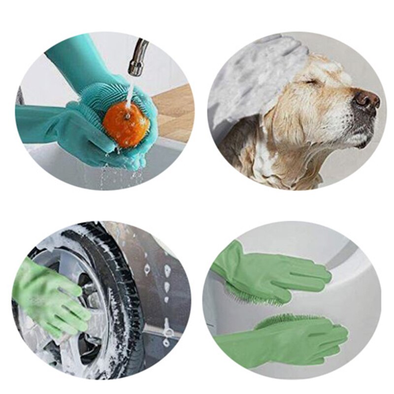 Guantes de limpieza de silicona para cocina, fregador de silicona mágico, guantes de limpieza para herramientas de cocina y hogar 1 par