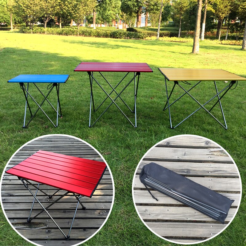 Outdoor Portable Mini Table Foldable Folding Camping Hiking Desk Traveling Camping Picnic Blue Ultra-light AI Alloy