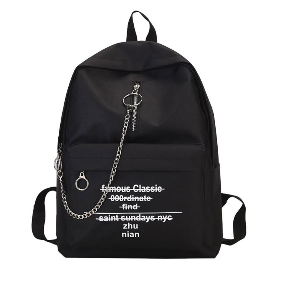 Canvas Unisex Teenager Swimming Backpack Jacquard Solid Chain Letter Decoration Leisure School Travel Bag
