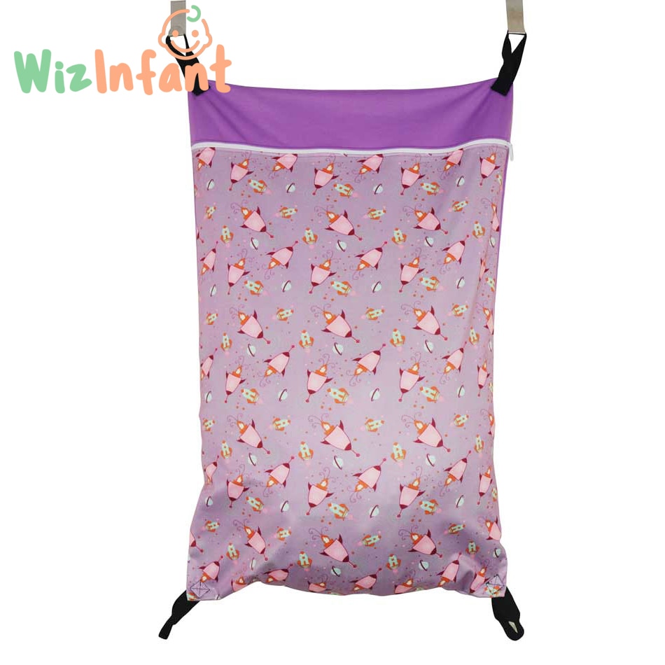 Cubo para pañales de tela húmeda/seca Extra colgante grande, bolsa para pañales reutilizables o lavandería