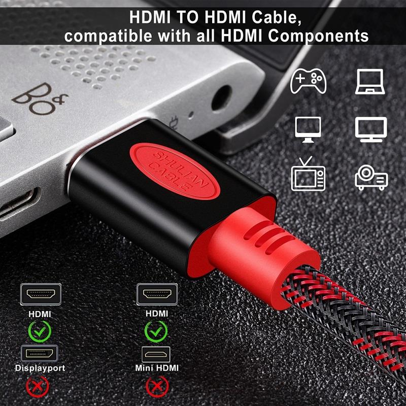 Shuliancable hdmi-kompatibelt kabel 2.0 4k 60hz 3d videokabel hdr splitter switcher til hd tv laptop  ps3 ps4 computer xbox
